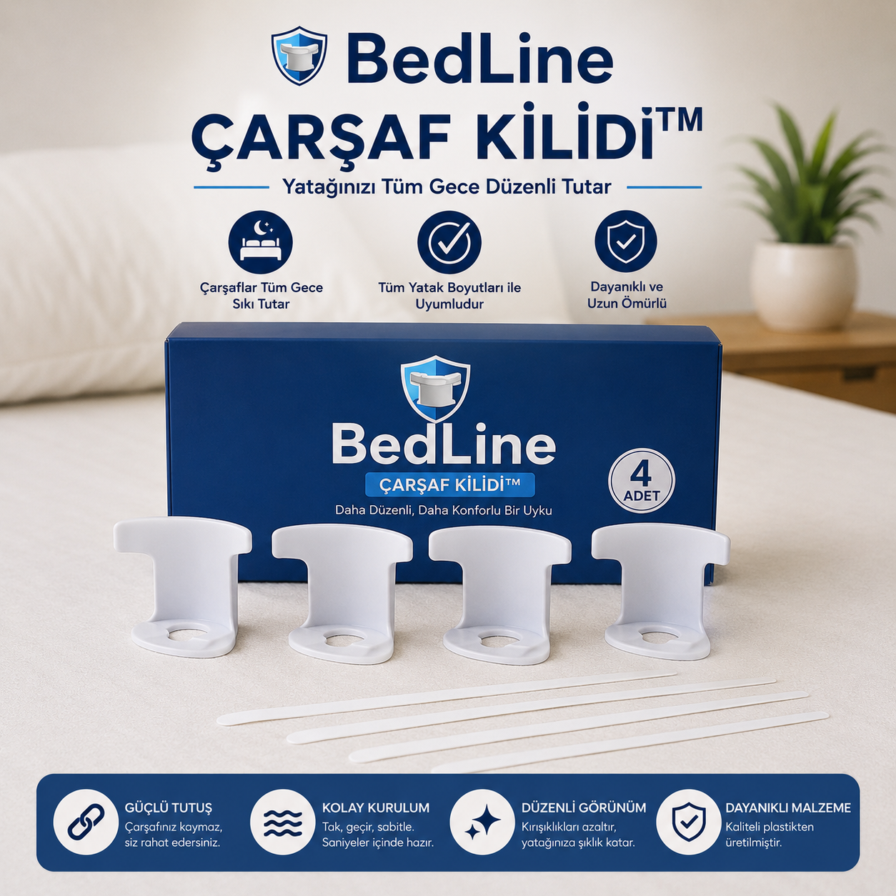 BedLine Çarşaf Kilidi™ Yatağınızı Tüm Gece Düzenli Tutar